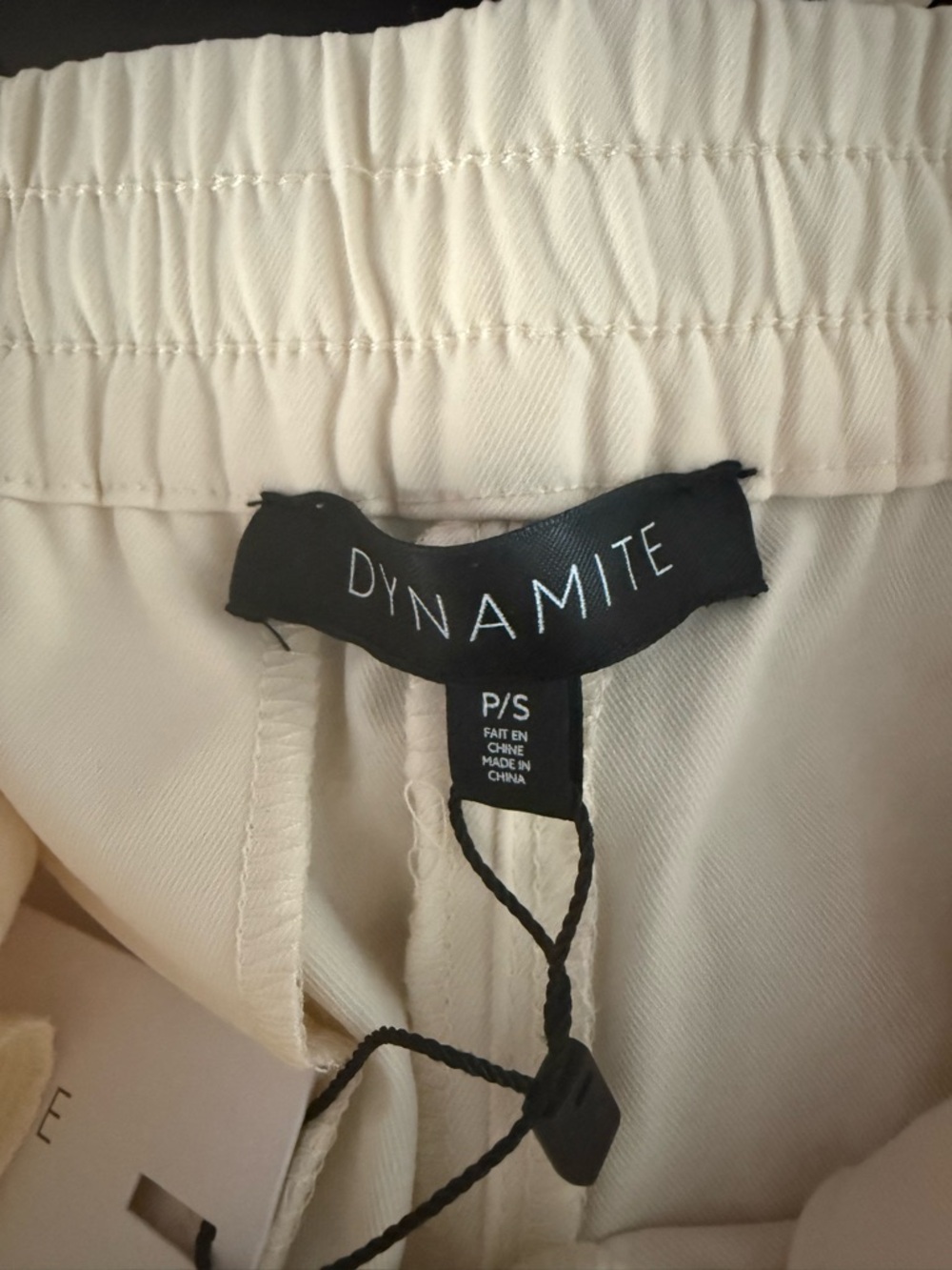 Dynamite Ivory Elastic Waist Pants - Picture 2 of 3